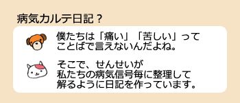 病気カルテ日記は、動物達の病気信号をみなさんにお知らせできるようにと作った日記です。